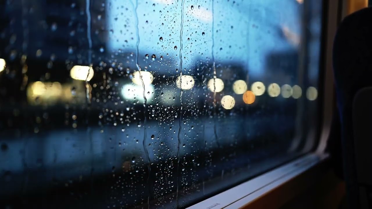 4K Night Rain on Wet Railway Tracks | No Music Ambience