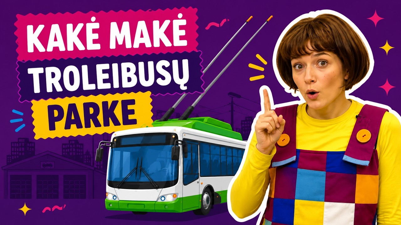 Kakė Makė lankosi troileibusų parke.Ką pasakė Kakė Makė?