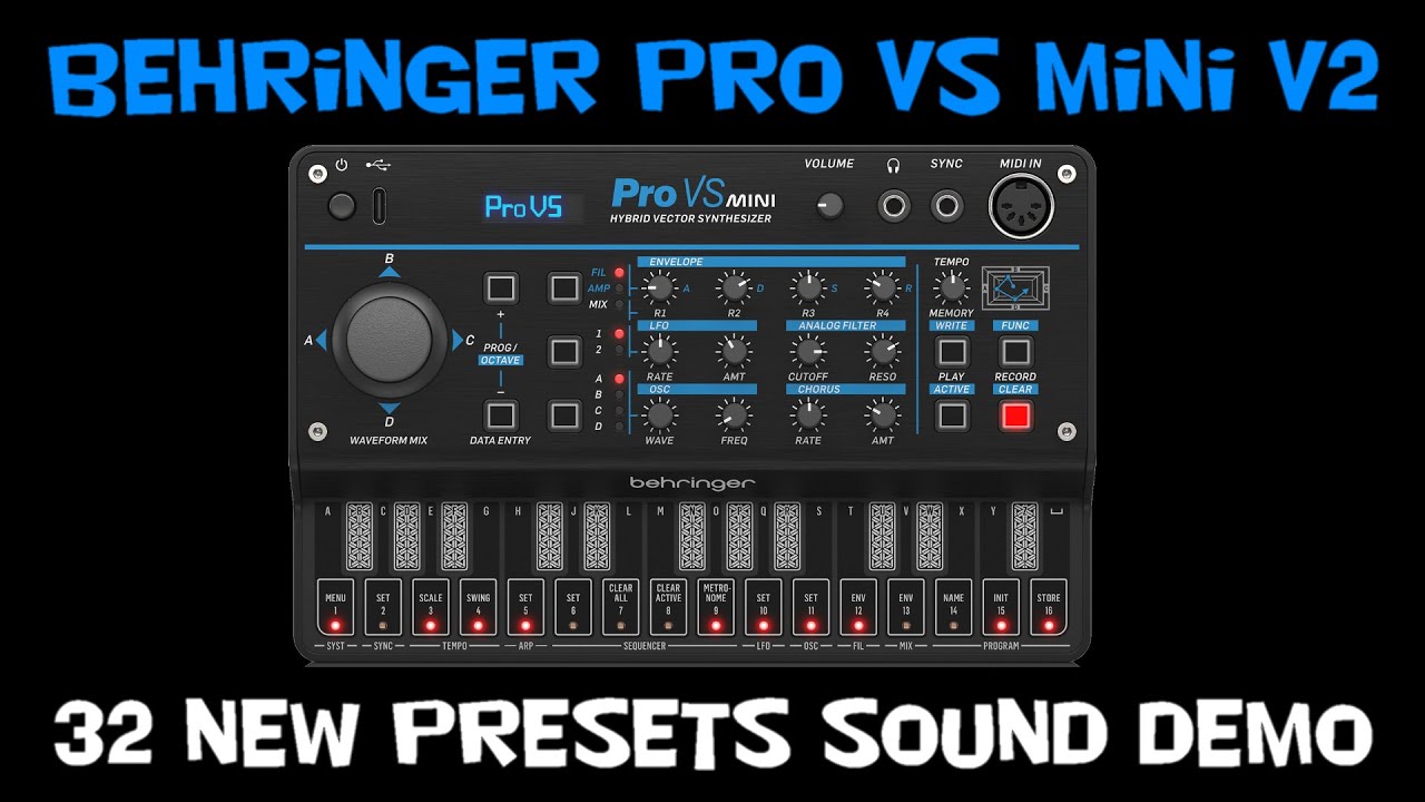 Behringer Pro VS Mini demo of new sounds in V2 firmware