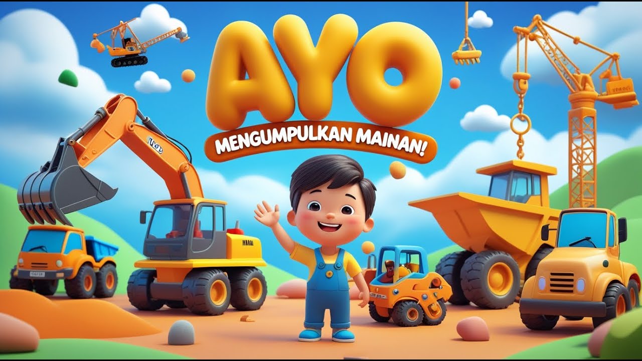 AYO! MENGUMPULKAN MAINAN 🚜 Mainan Alat Berat Warna-Warni