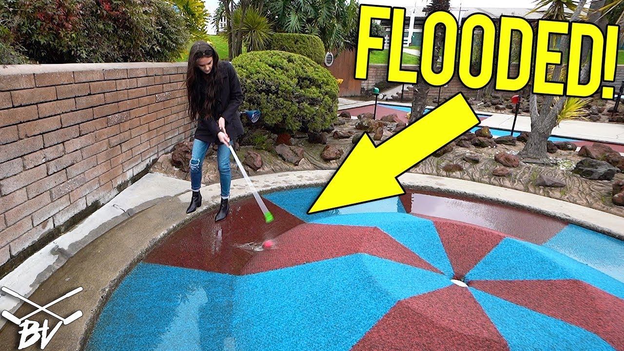 WHAT ARE WE SUPPOSED TO DO NOW?! - FLOODED VOLCANO AND DOUBLE MINI GOLF HOLE IN ONE!