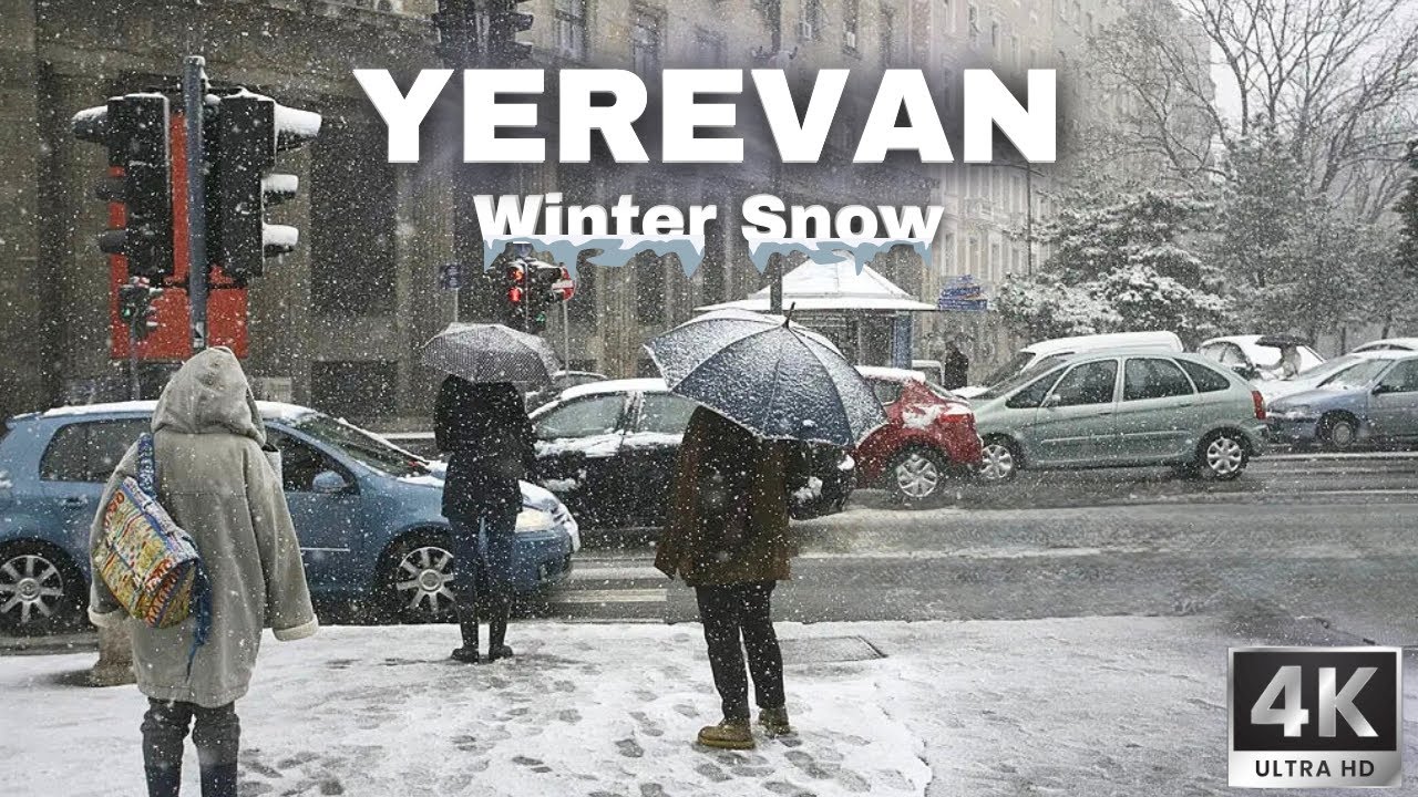 [4K] Yerevan In White | February 2025 Snow-Covered Streets Walking Tour Highlights