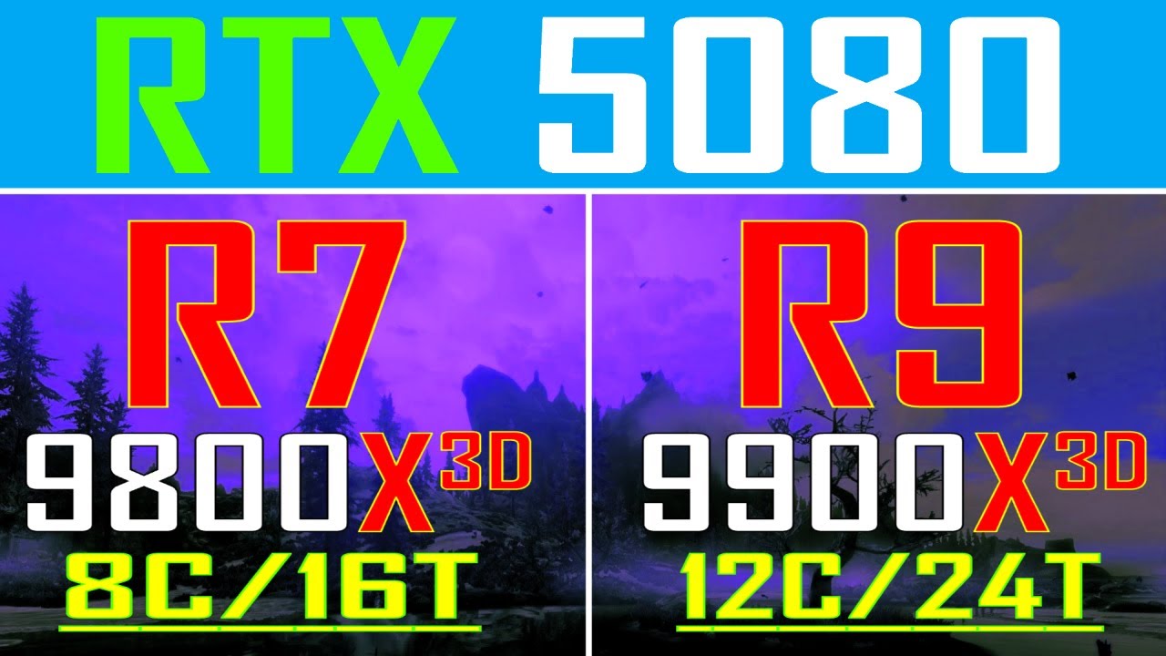 RYZEN 7 9800X3D vs RYZEN 9 9900X3D || RTX 5080 @16GB || PC GAMES BENCHMARK TEST ||