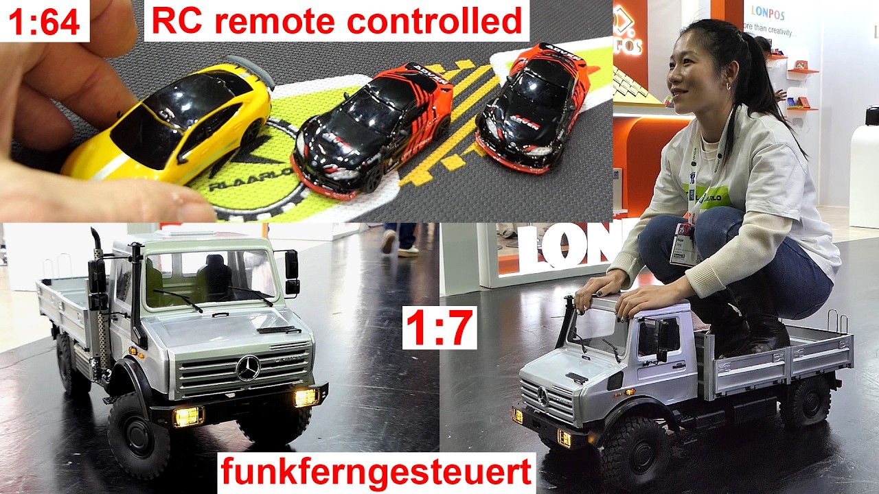 Rlaarlo RC-Unimog U 4000 1:7 und Romi64 Micro-RC-DriftCar 1:64 - Probefahrten @ Spielwarenmesse 2026