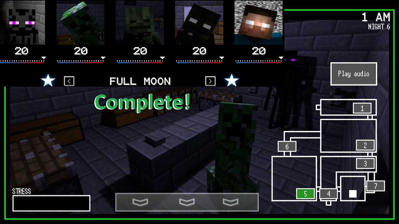 Five Nights at Creeper's 2: Remastered - I beat the Full Moon Challenge! (All Max)