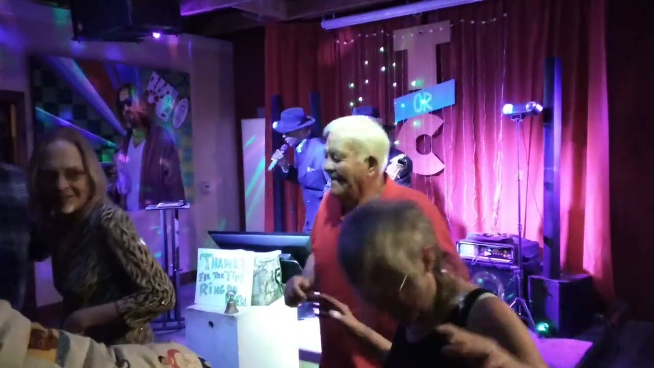Play that funky music The All Knighters Band Johnny Kreis bassist and Lawrence 'Ali 'Lyte vocalist 