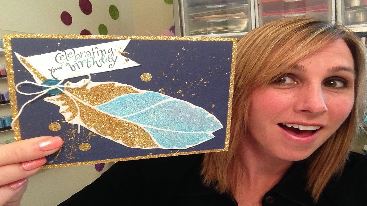 Gold Glitter Feather May Kit  Demo Donna