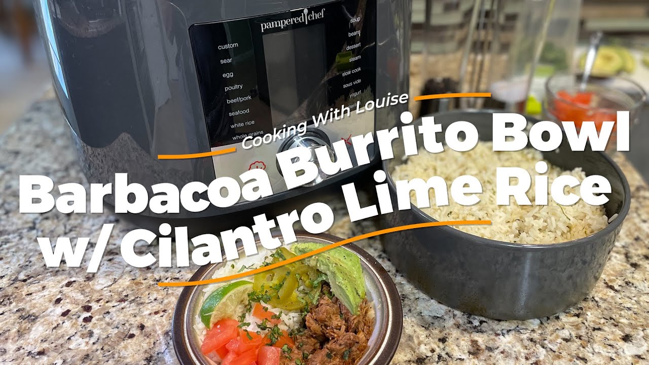 Pressure Cooker Barbacoa Burrito Bowl with Cilantro-Lime Rice - Pampered Chef
