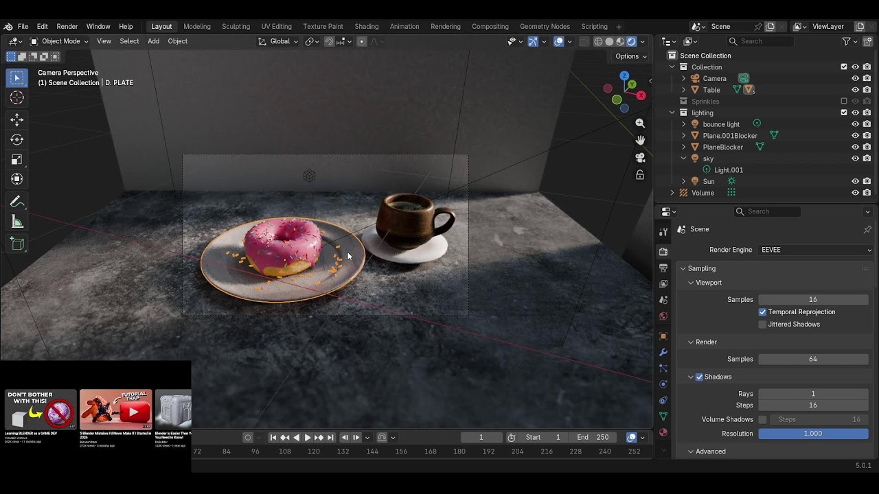 Learning how to make DONUT in Blender from BlenderGuru [ Day 5-Final part ]