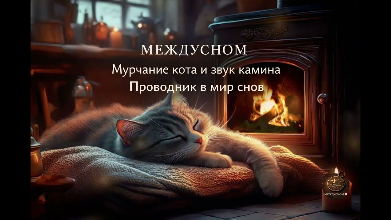 МЕЖДУСНОМ — Мурчание кота и звук камина | Проводник в мир снов (10 часов)