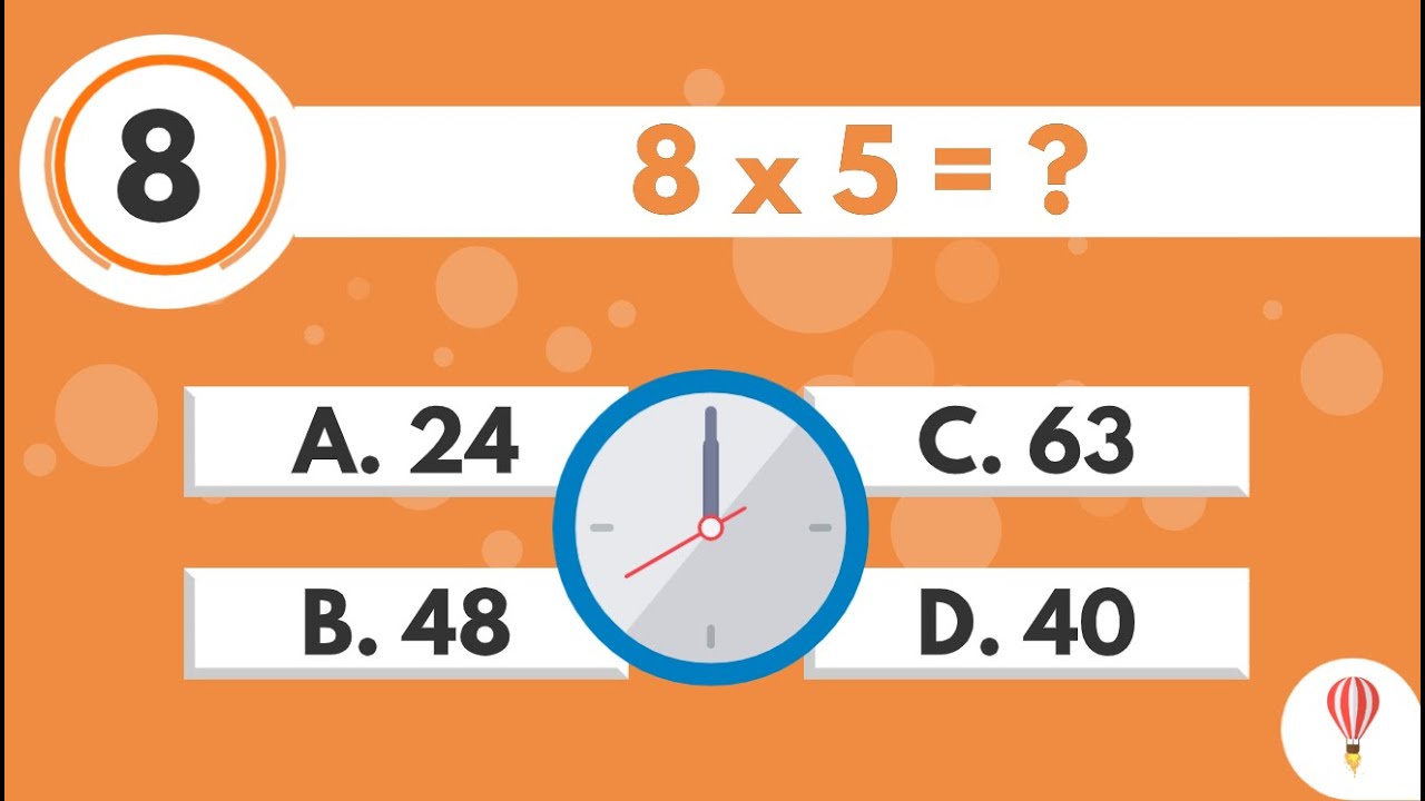 Tabla de Multiplicar #8, Repaso, Test, Quiz, Trivia para Niños