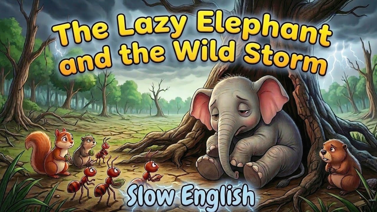 The Lazy Elephant Who Learned Hard Work | Bedtime Story for Kids | Slow English 