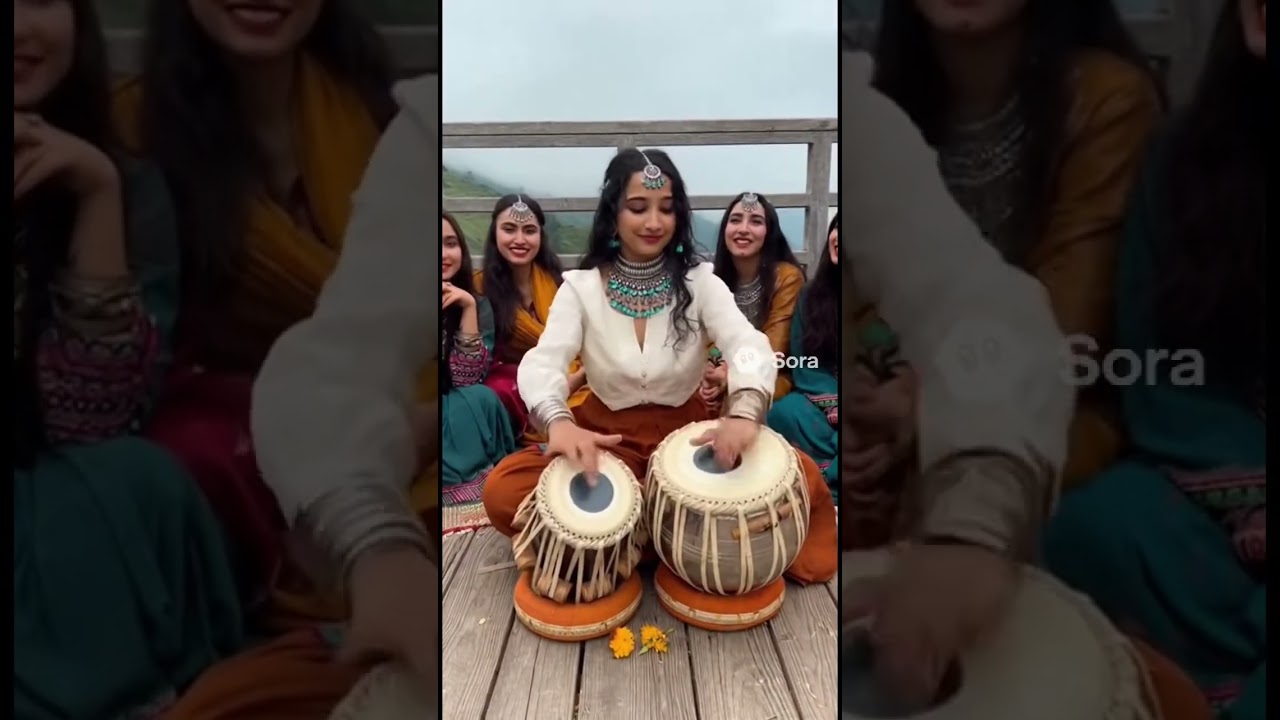 Afghan woman playing tabla solo in nature ✨ #sora #afghanwomen #ai #afghanistan