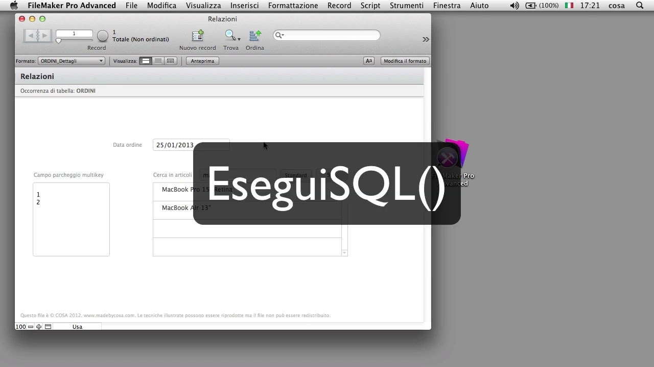Le basi di FileMaker: relazioni - parte 7