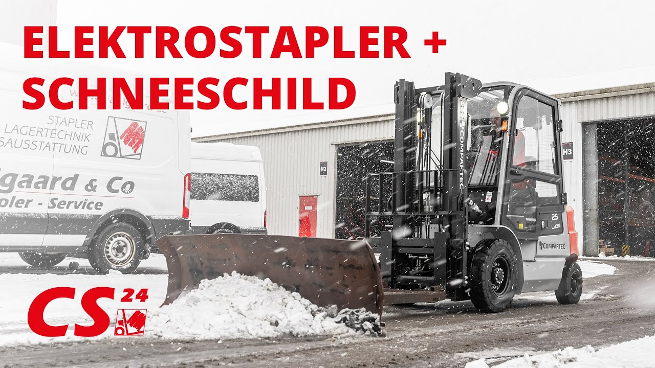 Elektrostapler mit Schneeschild - Räumarbeiten mit dem CSX 2500 kg