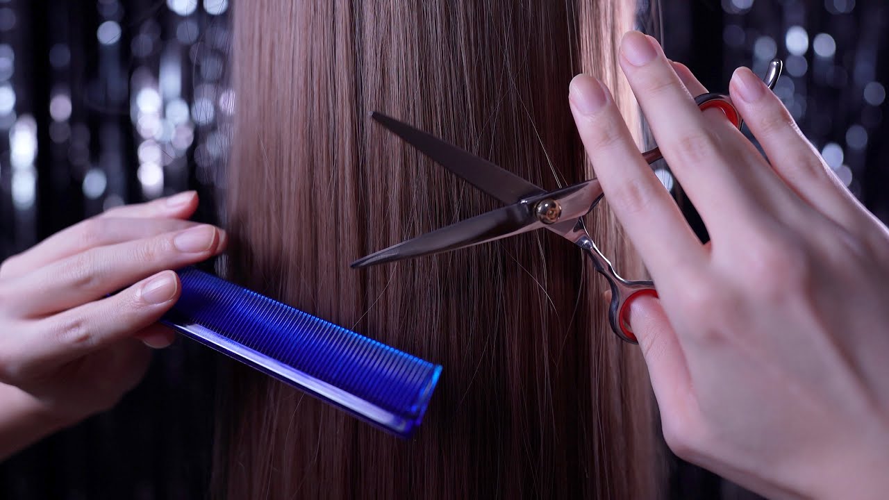 [ASMR]💇‍♀️今からヘアカットとセットしておきます、朝寝坊してください - Realistic Hair cut,Hair iron,Hair set(No talking)