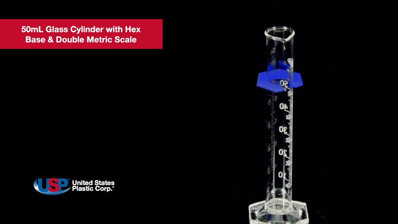 50mL Glass Cylinder with Hex Base & Double Metric Scale | U.S. Plastic Corporation&reg;