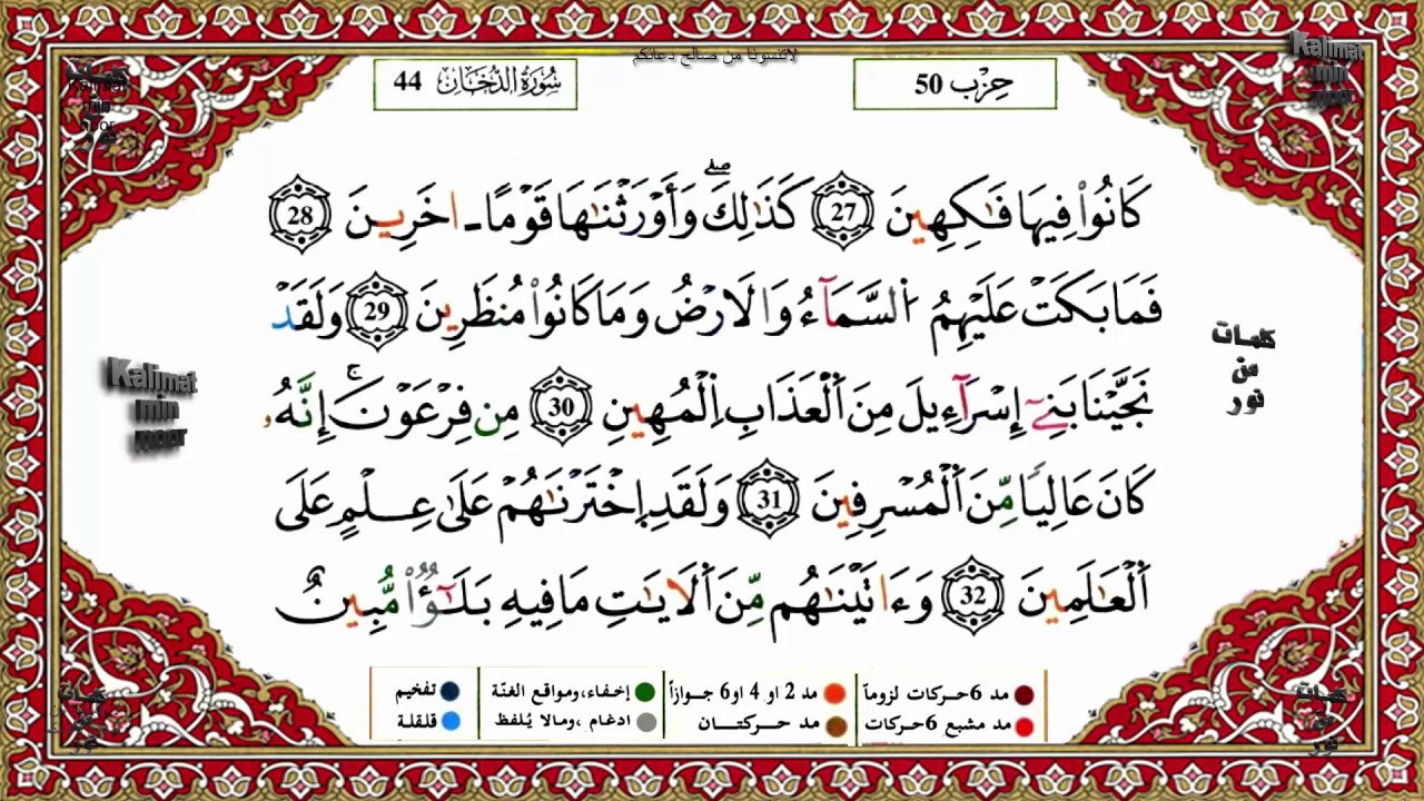 سورة الدخان برواية ورش القارئ ياسين الجزائري