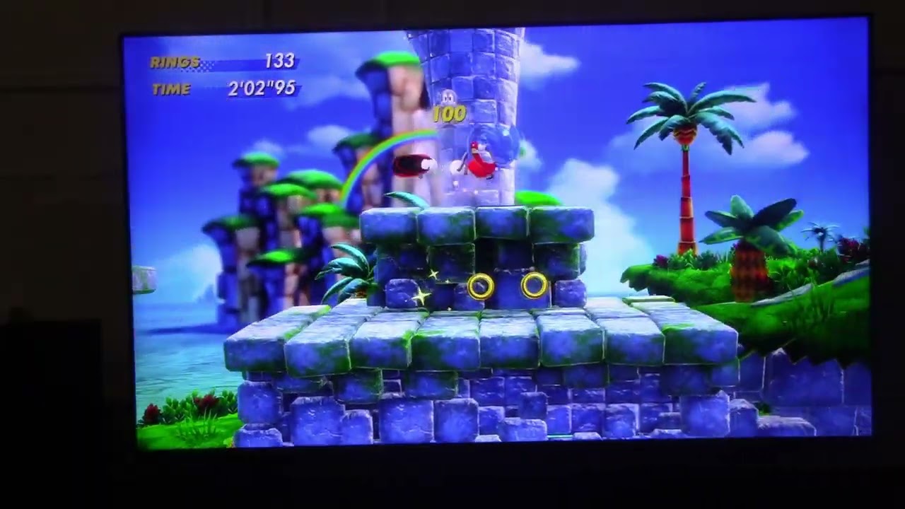 I'm playing sonic superstars on xbox series x part 1 on my new tcl 4k tv