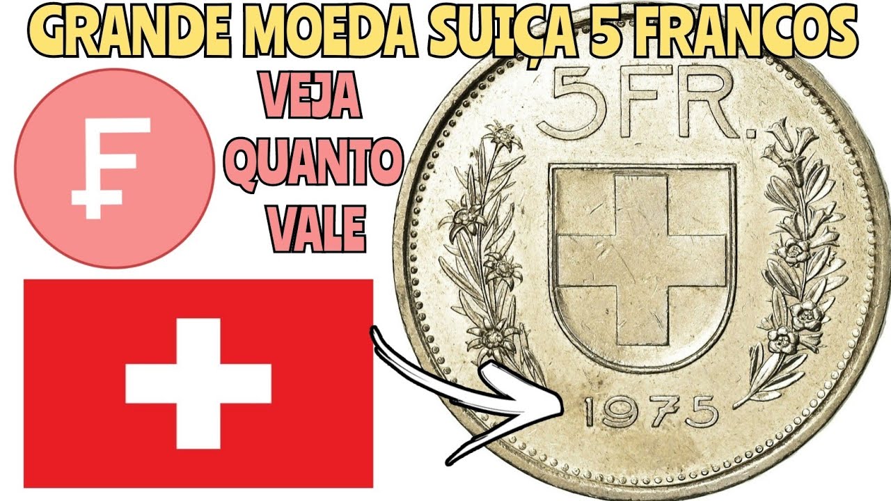 [GRANDE] Moeda da Suiça 5 Francos de 1975