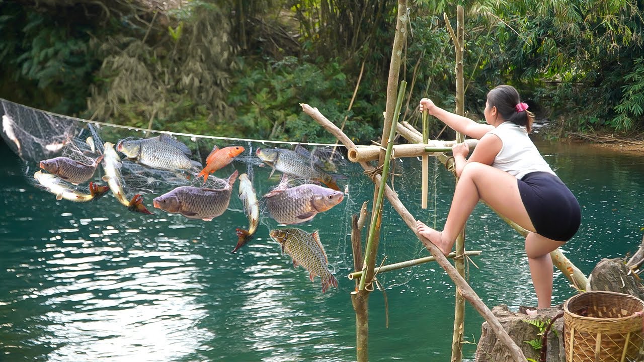 From Forest Stream to Full Net - The Girl with Amazing Fishing Skills Using Net