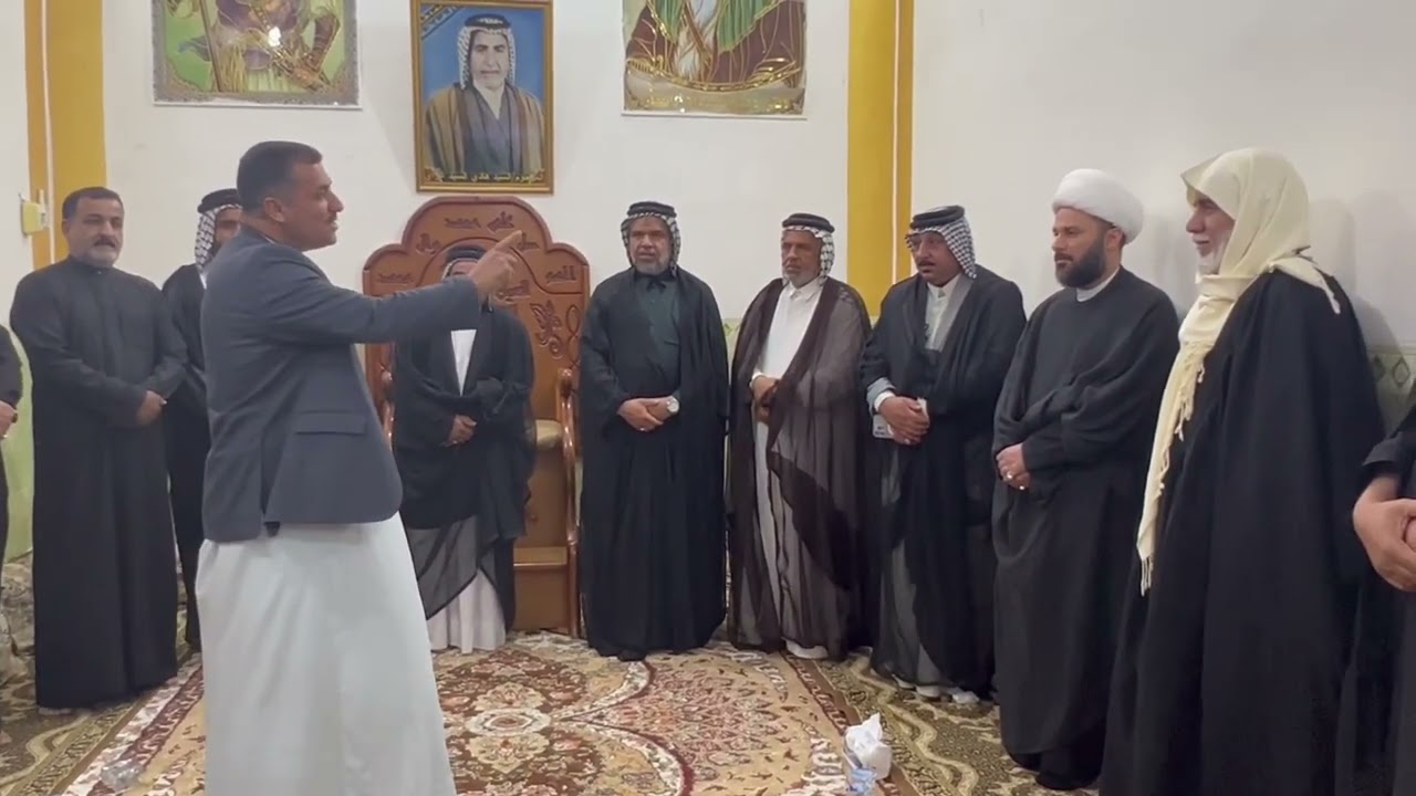 نسيم الخليفاوي إستقبال الشيخ زمان الحسناوي في ديوان السيد علي باقر بحضور ملا حسين م موكب شهيد الجمعه