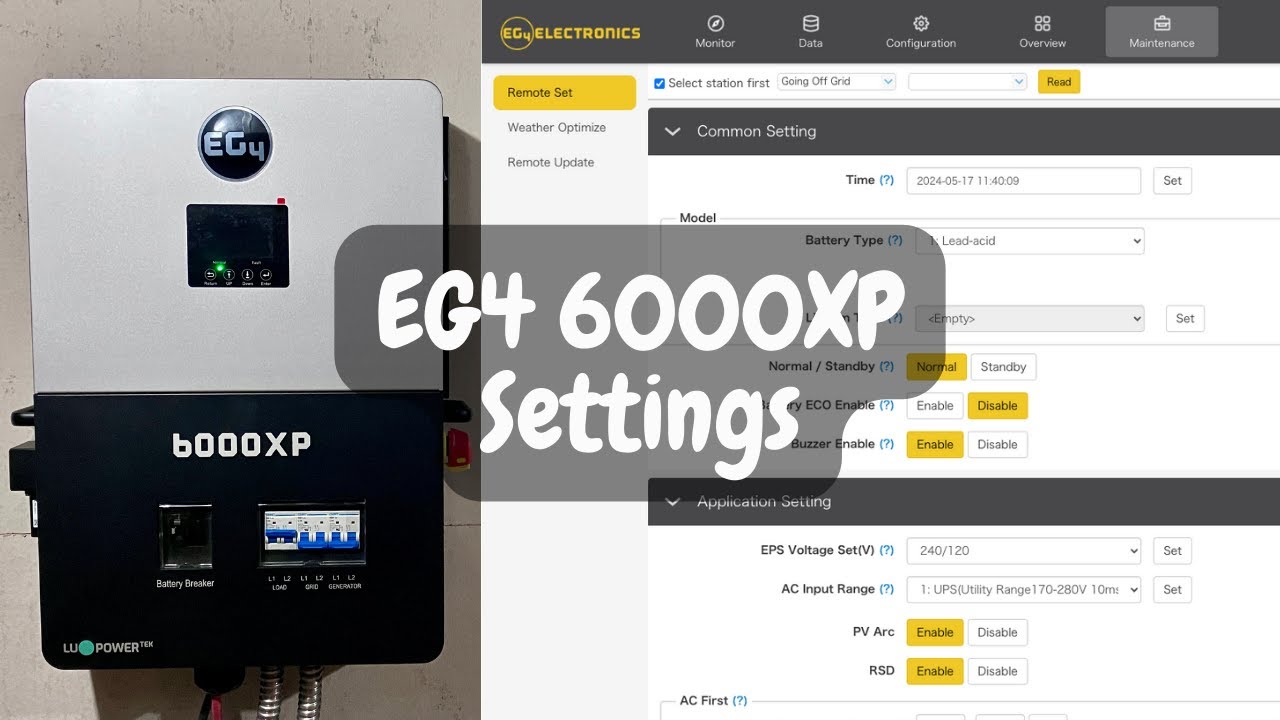Обзор настроек для EG4 6000XP (и 12000XP)