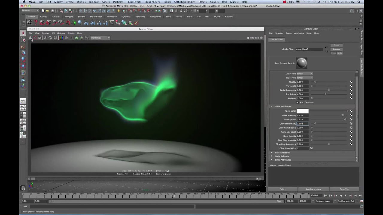 Maya 2011 Vapor, Smoke, and Ectoplasm 3D Fluid Container Tutorial by Stuart Christensen