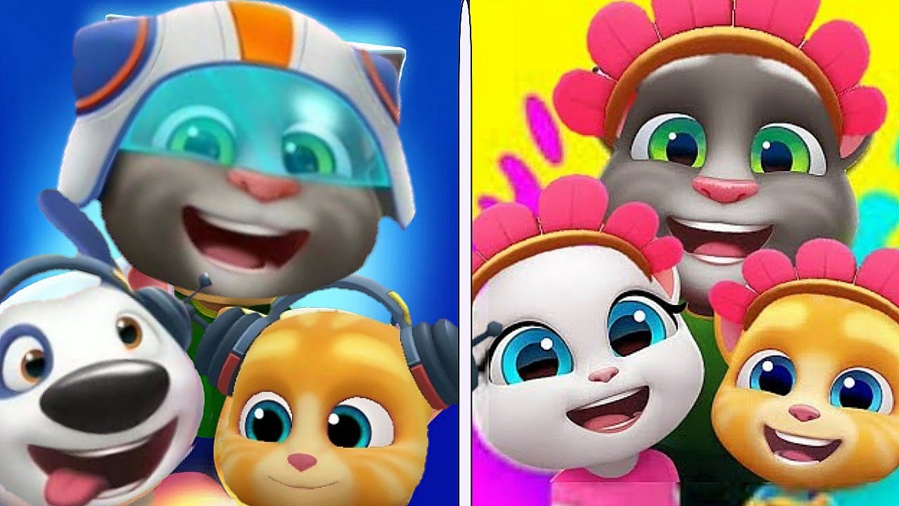 My Talking Tom Friends Spring update vs My Talking Tom Friends space update Gameplay Android ios