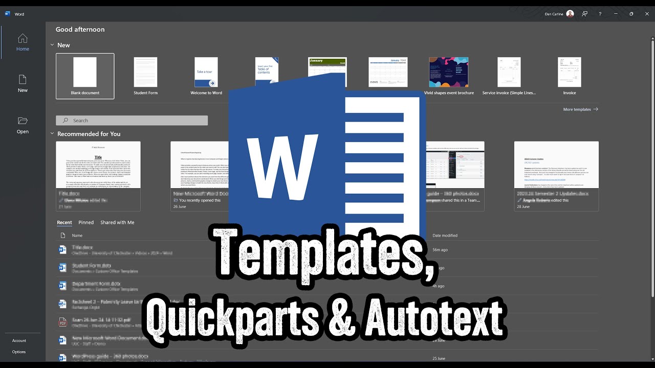 Templates, QuickParts & AutoText - Microsoft Word