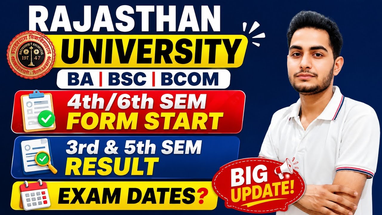Rajasthan University 4th & 6th Semester Exam 2026 🔥 | BA BSc BCom 3rd & 5th Semester Result Kab?