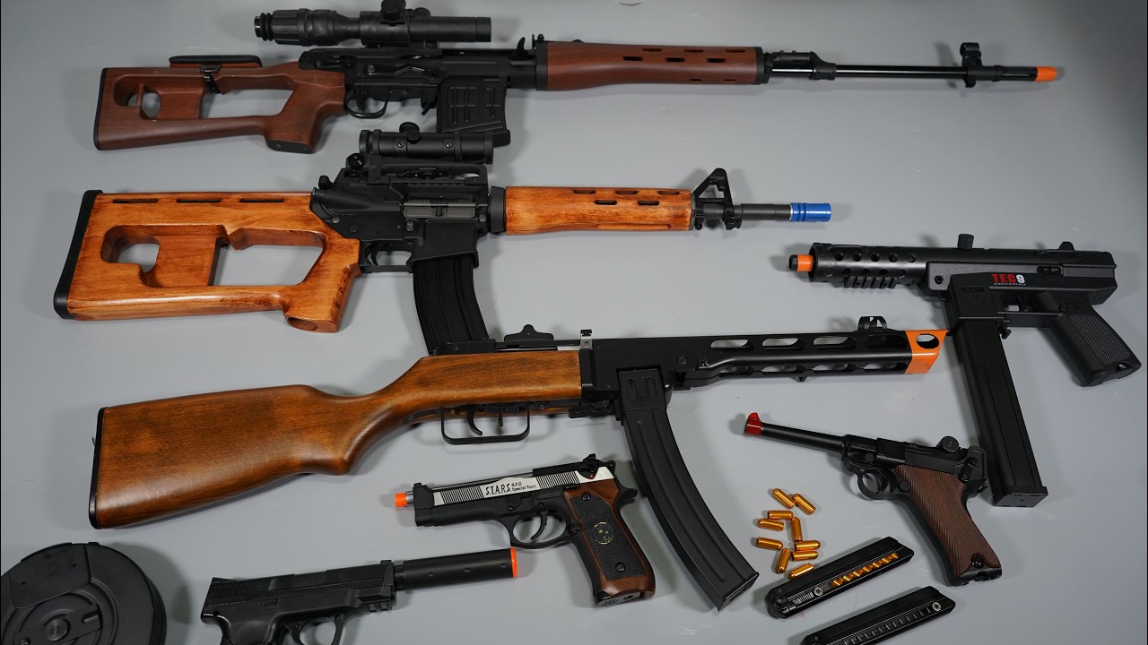 Luger P08 Shell ejecting ToyGun PPSh-41 Airsoft Nerf Gun SVD Sniper - Realistic Toy Guns Collection