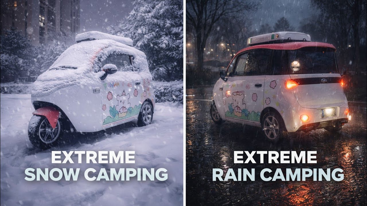 Solo Winter Car Camping in -5°C ❄️ Surviving Freezing Cold in My Mini Car ✨