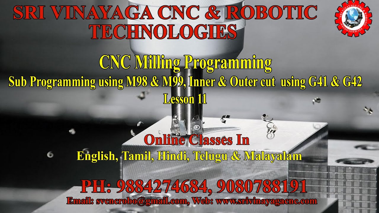 Cnc Milling Sub Programming Lesson 11 Using G41 & G42 - Cnc Milling Programming Tamil - Cnc Milling