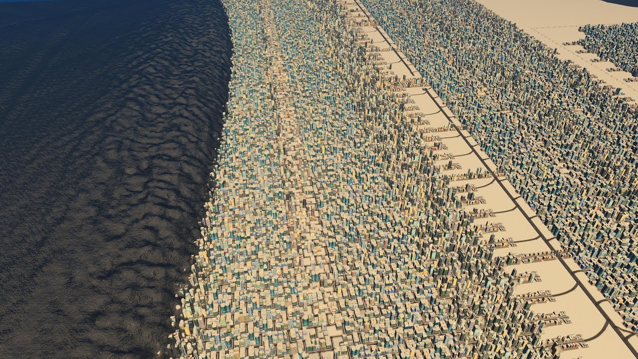1 MILLION POPULATION CITY vs MASSIVE TSUNAMI - Cities Skylines