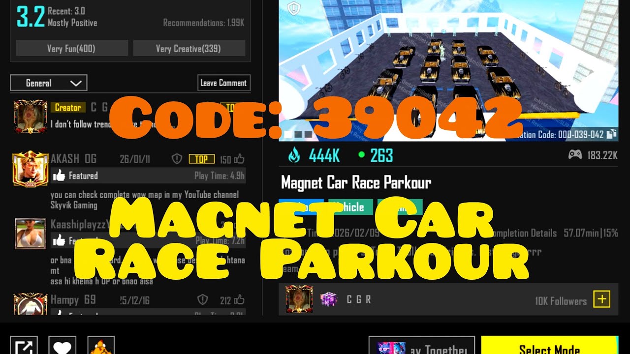 Magnet Car Race Parkour 🏝 BGMI WOW PARKOUR ( Code: 39042) Full Guide & Gameplay 🔥 