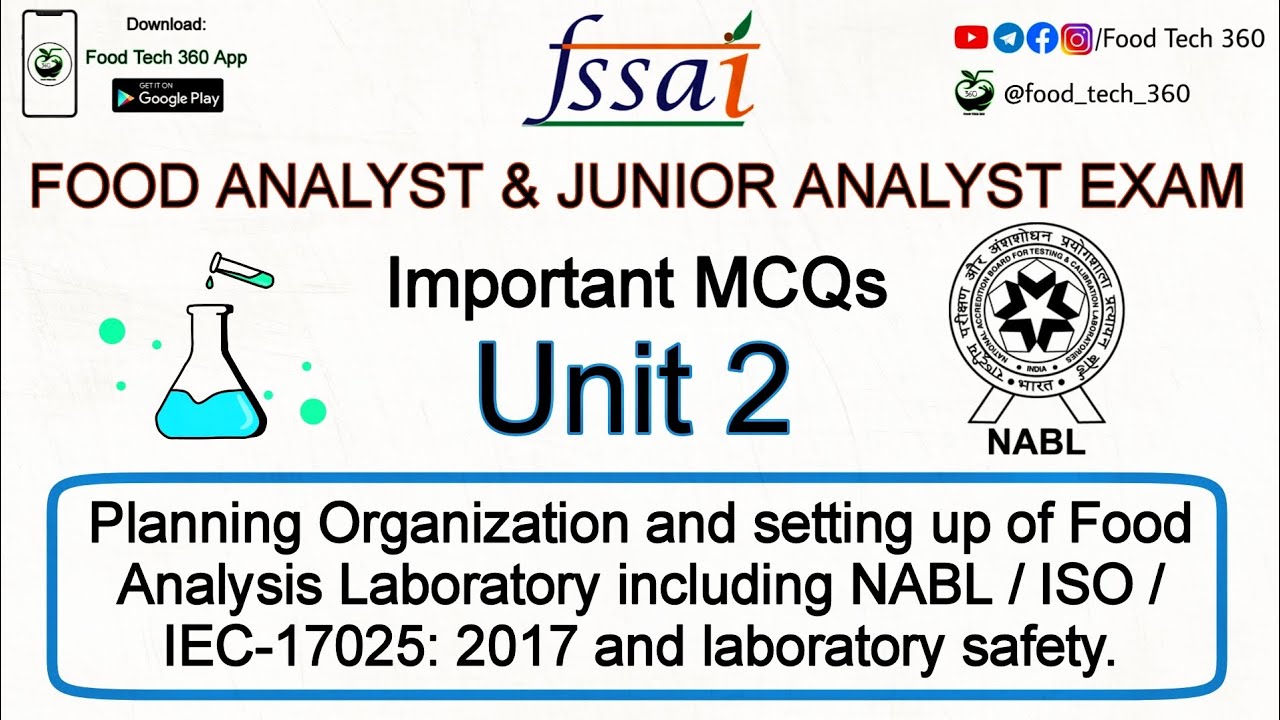 FSSAI FAE & JAE - Important MCQs | Unit 2 -  NABL and Laboratory Safety MCQs