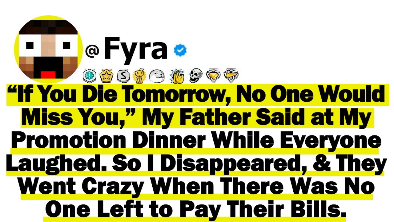 “If You Die Tomorrow, No One Would Miss You,” My Father Said at My Promotion Dinner While Everyone..