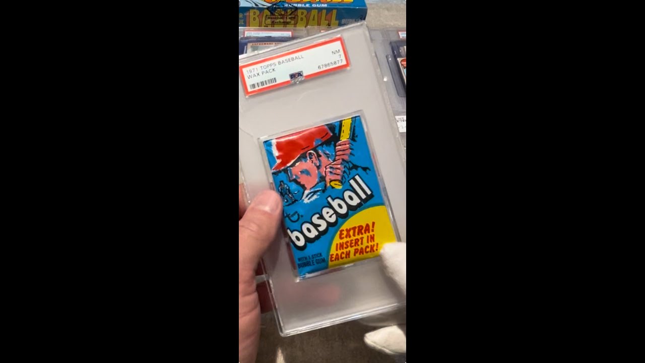 Упаковка бейсбольных клюшек Topps 1971 года, открытая, №3, затем моя коробка BBCE 1972 года, друг...