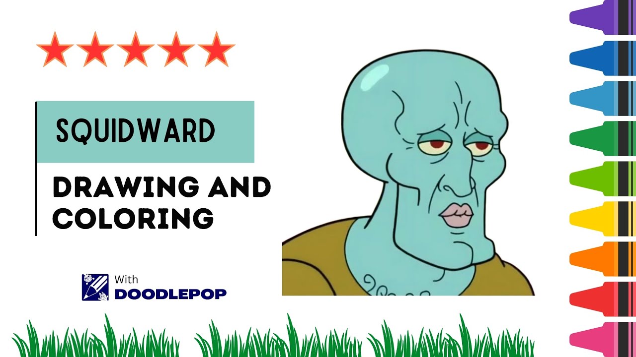 How to Draw Handsome Squidward | Step by Step Drawing and Coloring Tutorial for Kids & Fans