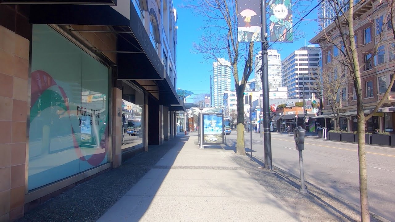 Downtown Vancouver BC Canada. March 2020. Empty Downtown.