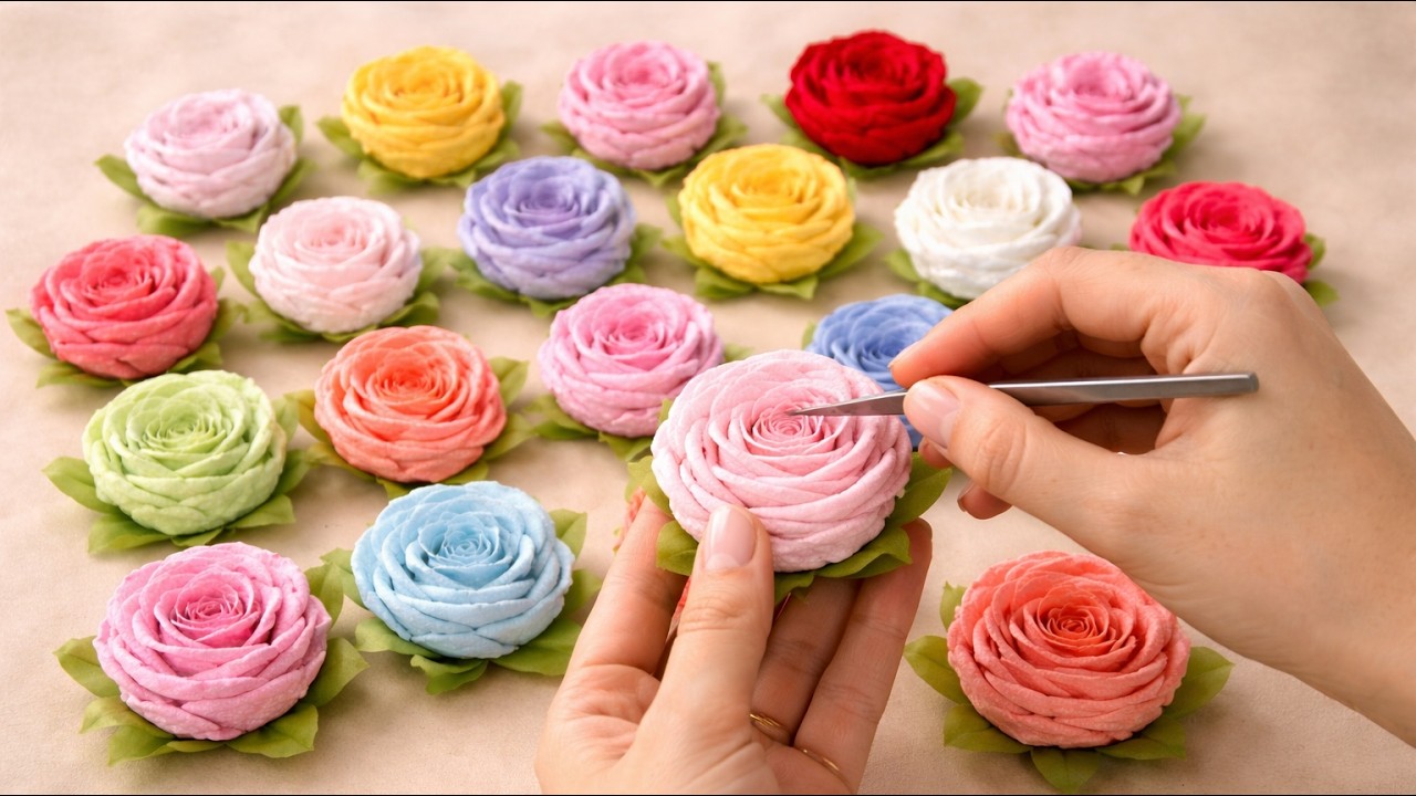 Como fazer flores de fuxico para iniciante ,flor fácil de fazer #artesanato #flores #façavocêmesmo