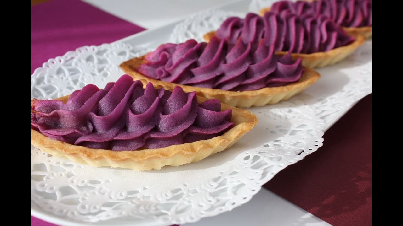 purple yam　tarte　紅芋タルト作り方　レシピ　なんちゃって紅芋タルト♪