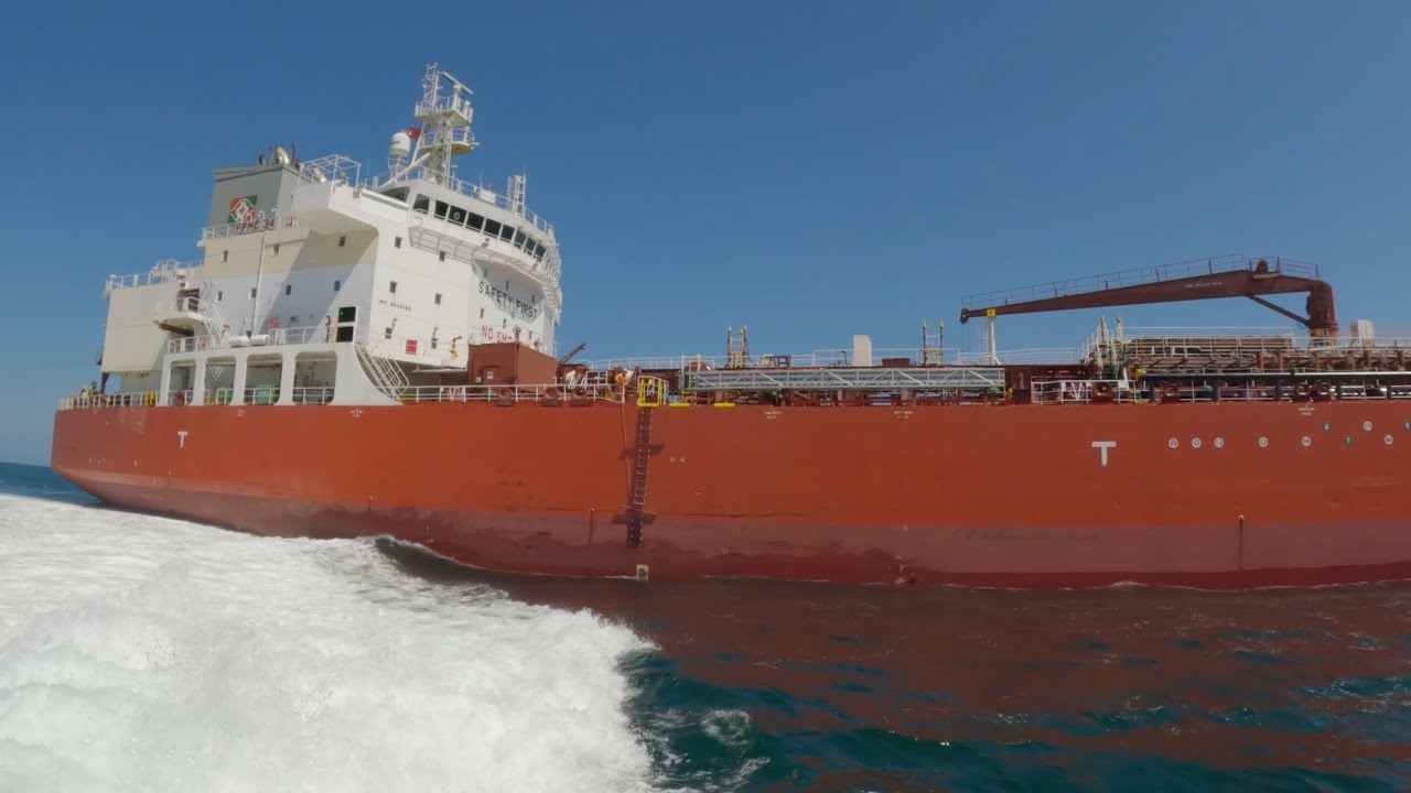 Big tanker is boarded by a Dutch marine pilot
