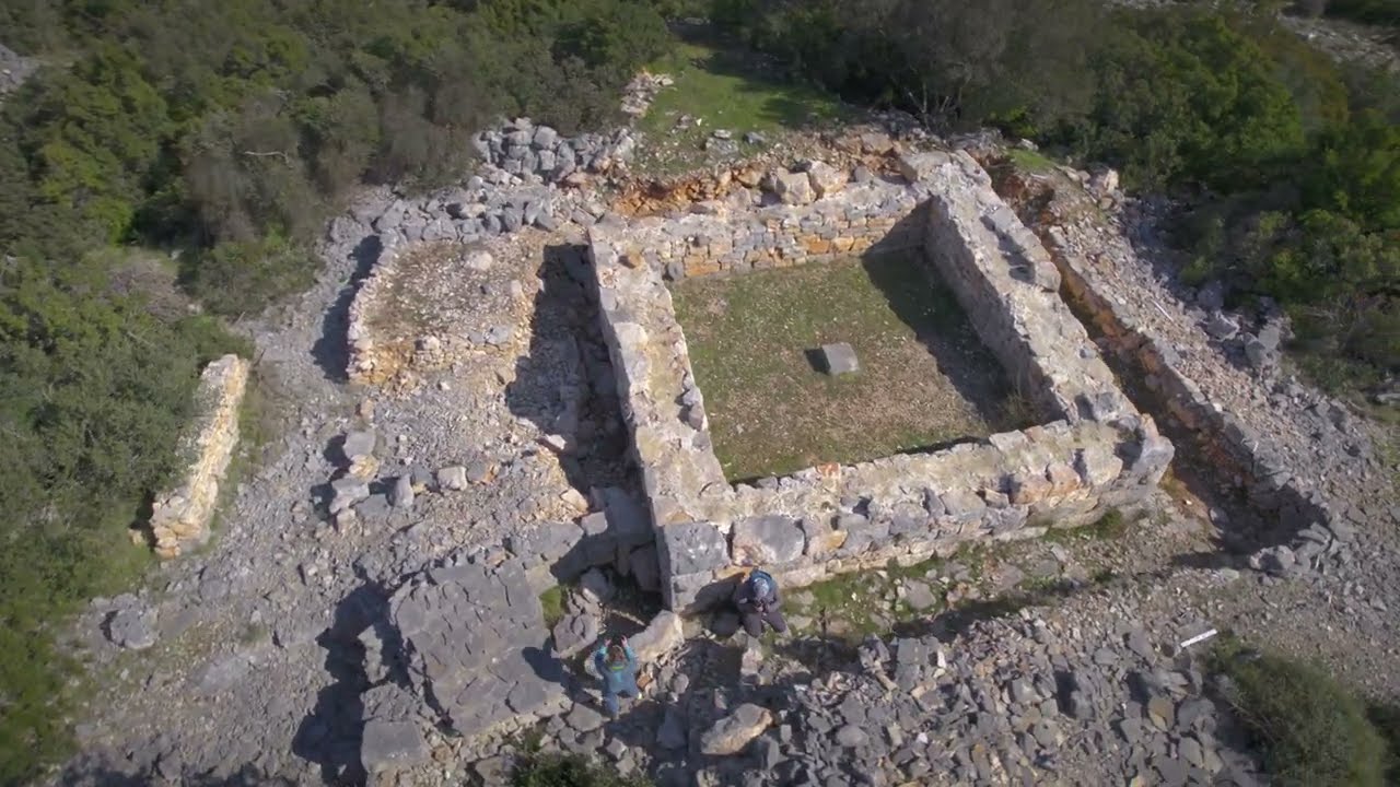 Ancient Greek watchtower Maslinovik, Island of Hvar, Croatia, Aerial Photogrammetry for Archaeology