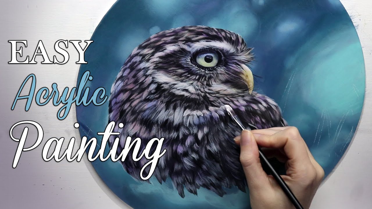 Easy Realistic Owl acrylic painting | Tutorial