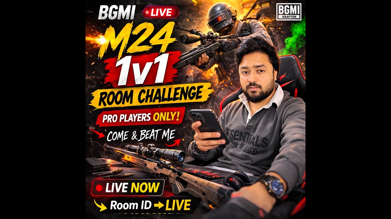 BGMI 1v1 M24 Room Challenge 🔥 Come and Fight | Live Stream