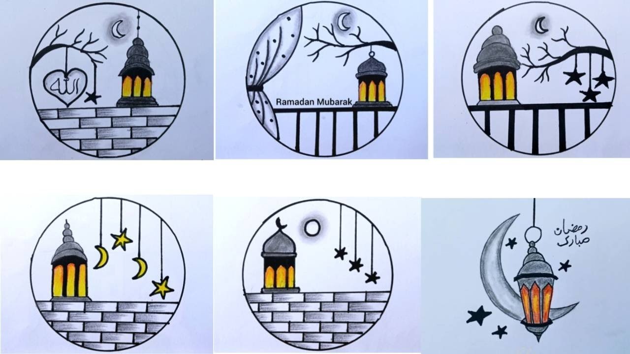6 easy circle scenery drawing | Circle drawing for beginners | Pencil drawing in circle step by step