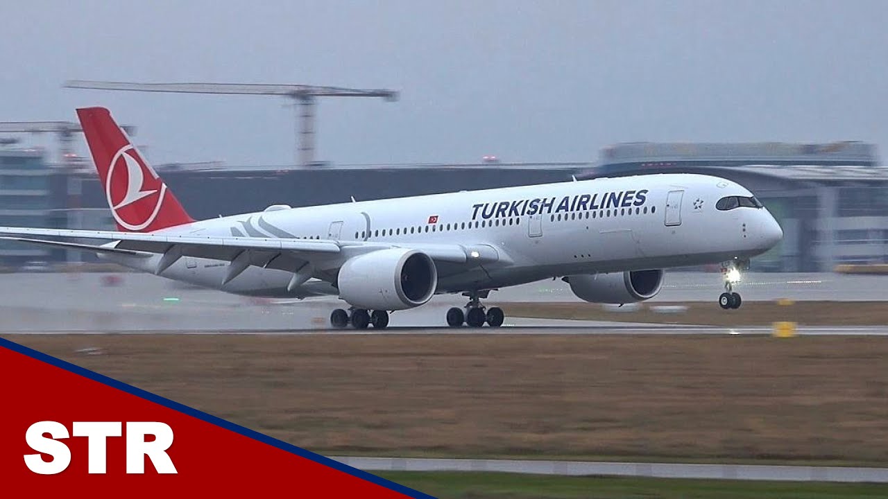 Turkish Airlines Airbus A350 + A330 at Stuttgart Airport