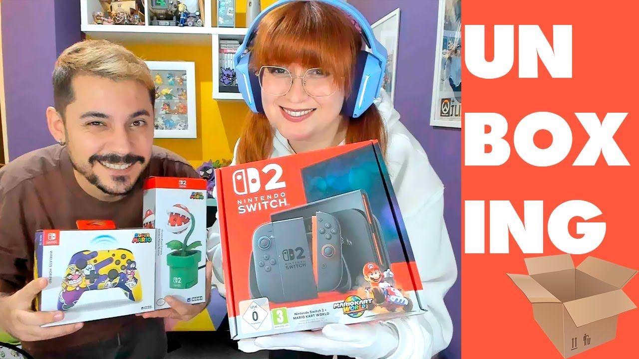 UNBOXING NINTENDO SWITCH 2 MARIO KART WORLD + ACCESORIOS CON CARNI 🎮📦 | En directo